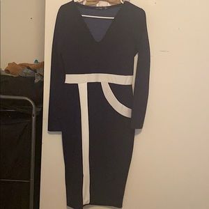 Boohoo Navy blue & White dress